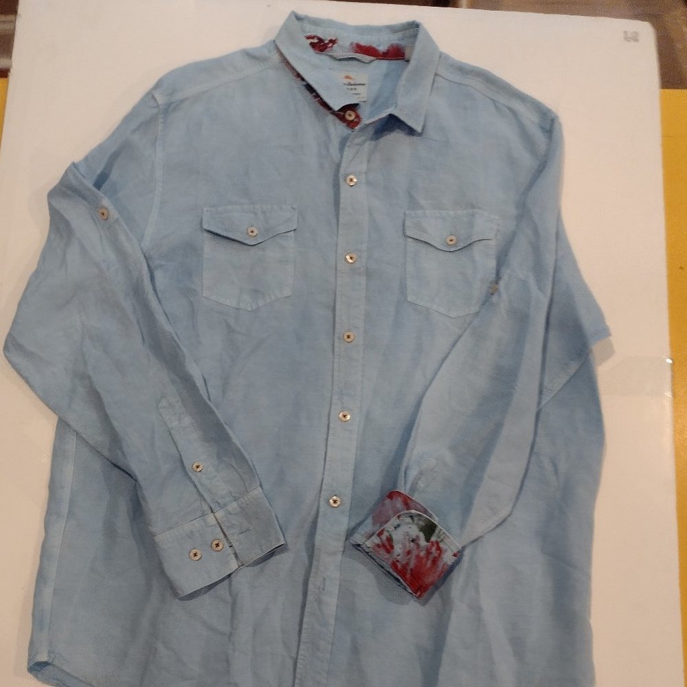 Tommy Bahama mens button front shirt tencel Linen